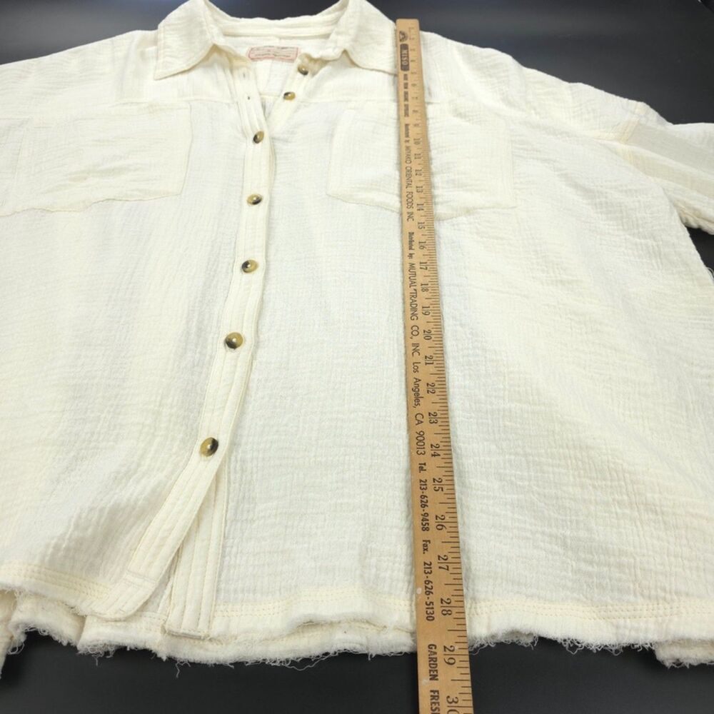 NEW Free People Cardiff Top Gauze Button Down Beachy Boho Lagenlook VSCO Minimal - Picture 4 of 14